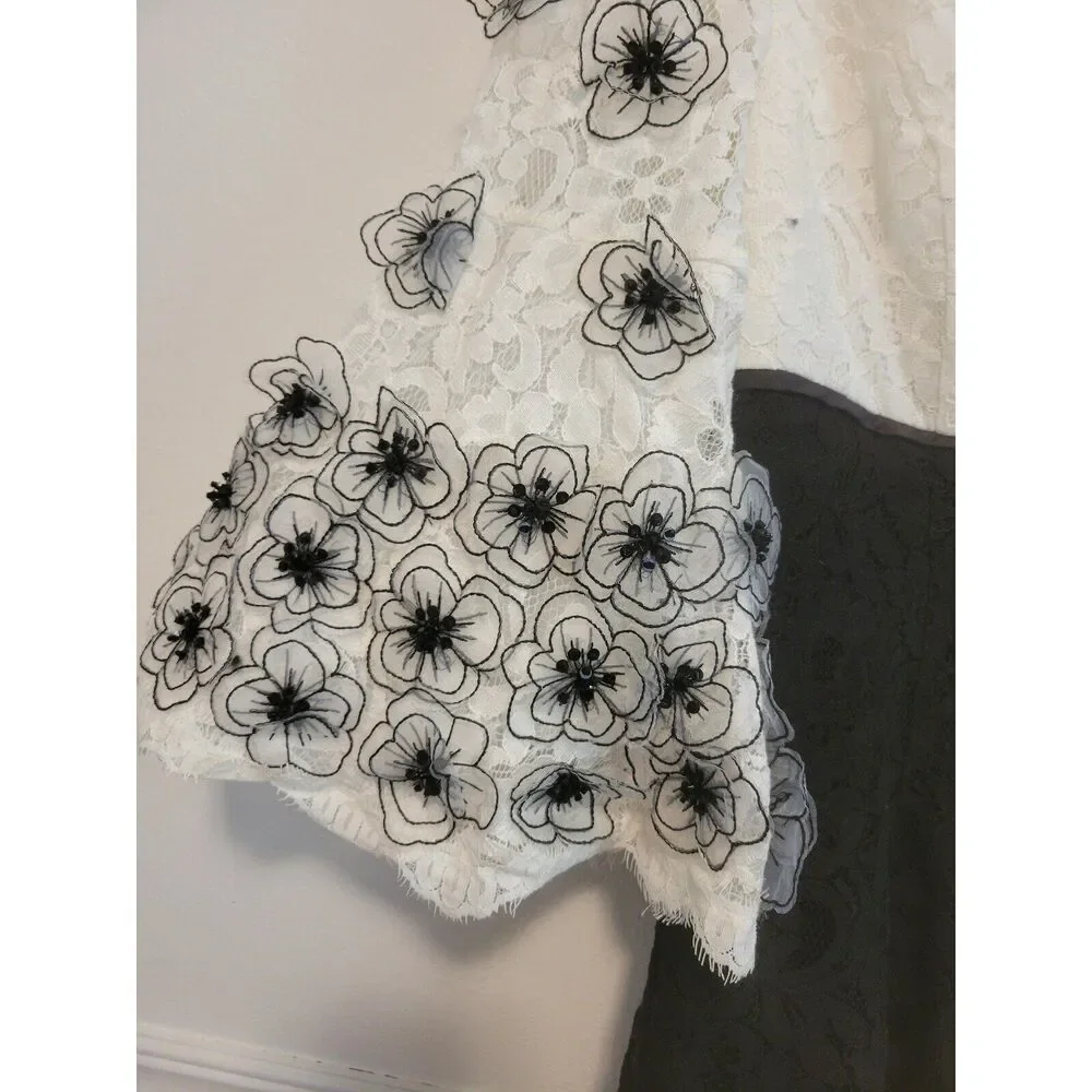 New without tags sz 8 Shani fit flare lace applique sleeve mini dress sequin - Picture 5 of 6